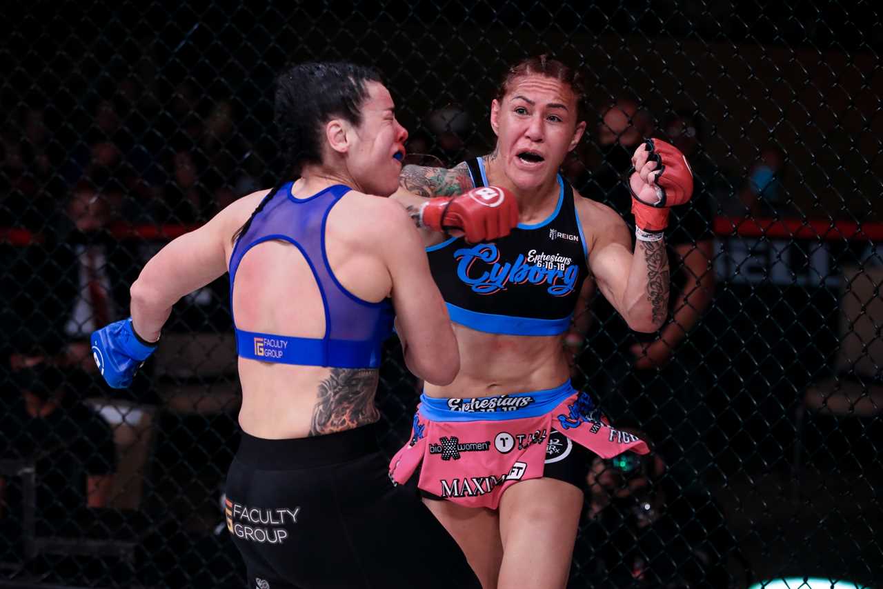 Watch Cris Cyborg win a brutal 92-second knockout of Sinead Kvanagh at Bellator 271, to keep the featherweight title