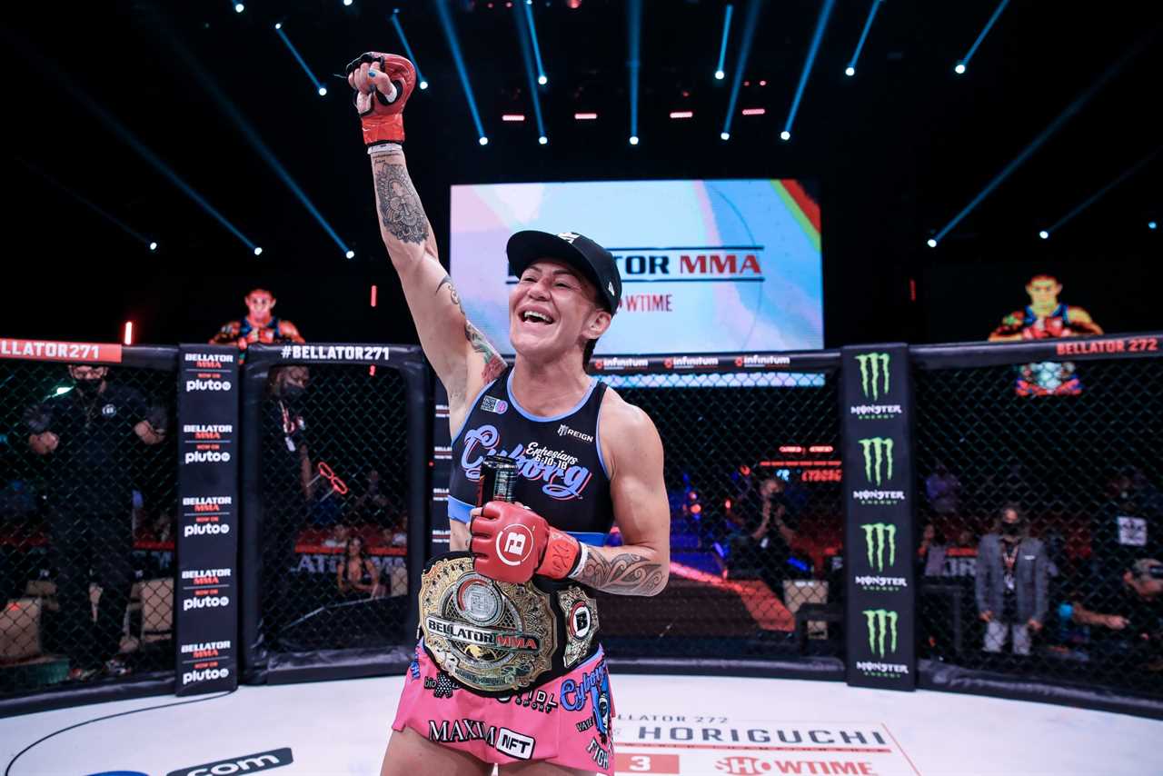 Watch Cris Cyborg win a brutal 92-second knockout of Sinead Kvanagh at Bellator 271, to keep the featherweight title