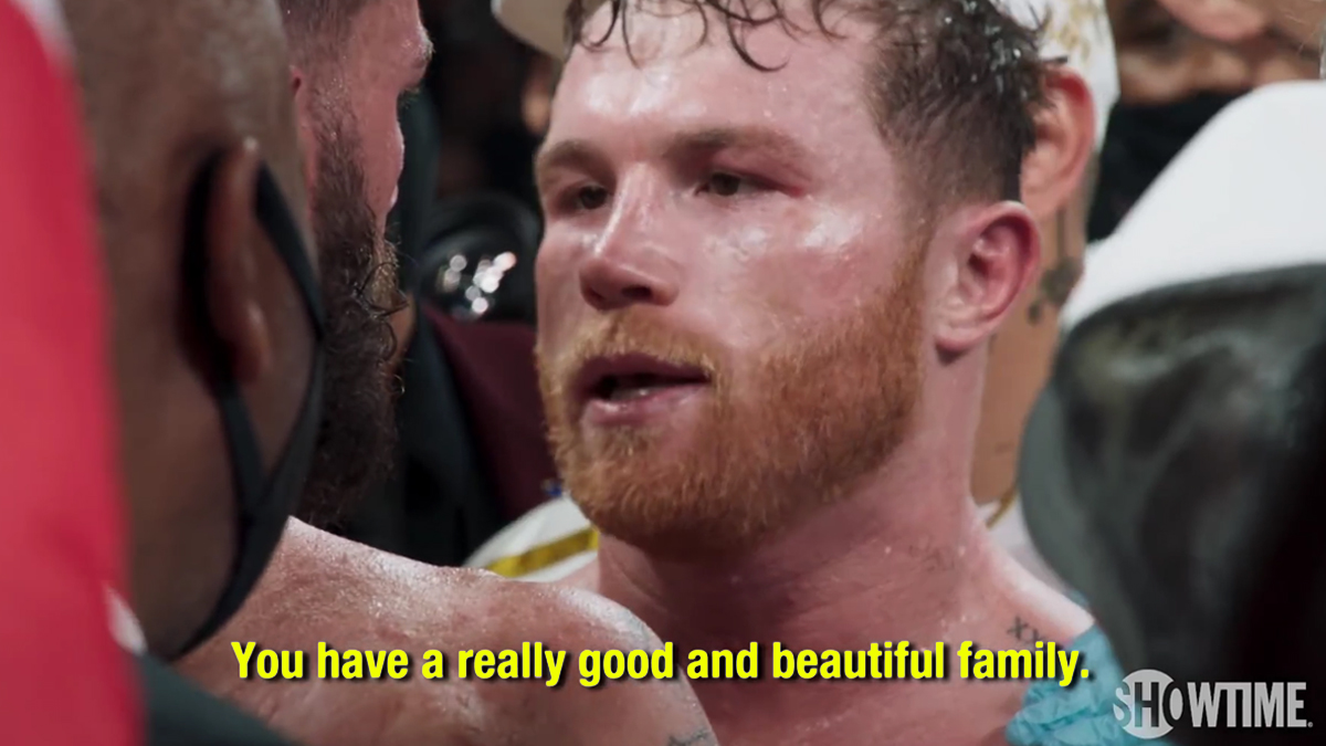 You are my family - See never-before-seen footage from Canelo Alvarez's postfight exchange with Caleb Plant