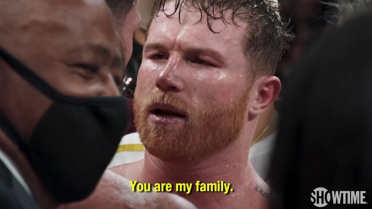 You are my family - See never-before-seen footage from Canelo Alvarez's postfight exchange with Caleb Plant
