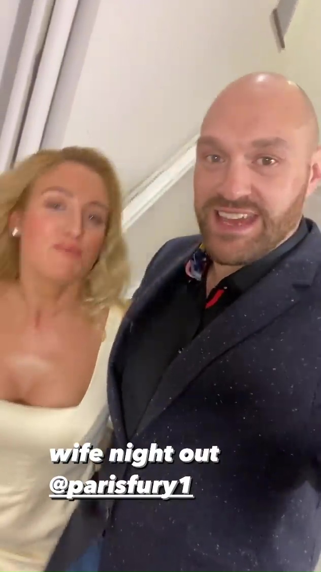 Paris Fury dubs Tyson ‘baldy b******’ as pair enjoy date night after his eight-hour booze session with two female fans