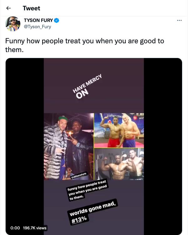 Tyson Fury shares photos of Dillian Whyte and him before they became enemies.