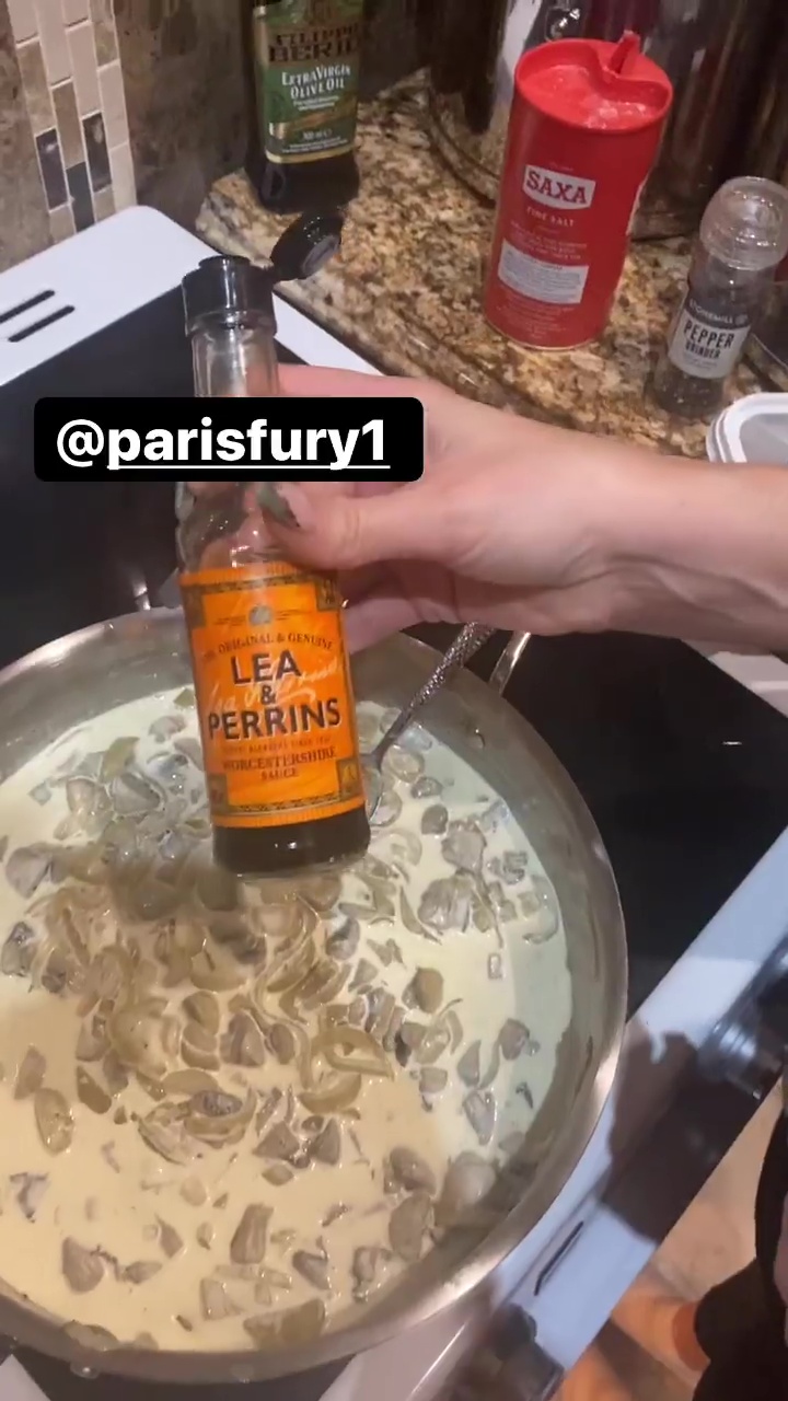 Tyson Fury enjoys steak night at home with his wife Paris, showing off his secret ingredient – lashings Worcestershire sauce