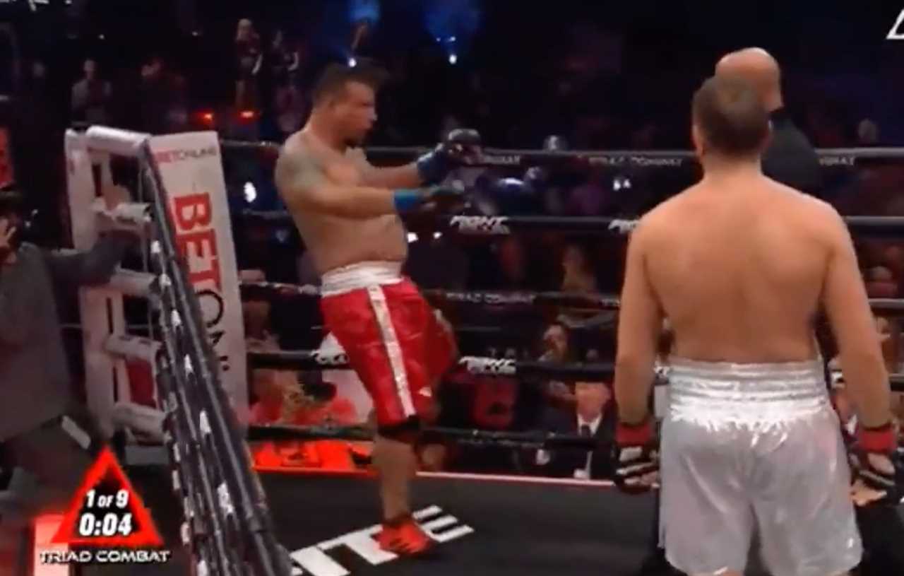 Pulev puts Mir, an ex-UFC champ, on his feet. But the ref FAILS TO STOP FIGHT IMMEDIATELY leaving fans shocked at Triad fight