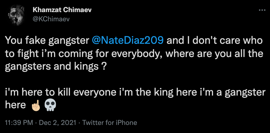 I'm here for everyone - UFC star Khamzat Chimiev calls out Nate Diaz, a 'fake Gangster', in a blockbuster fight