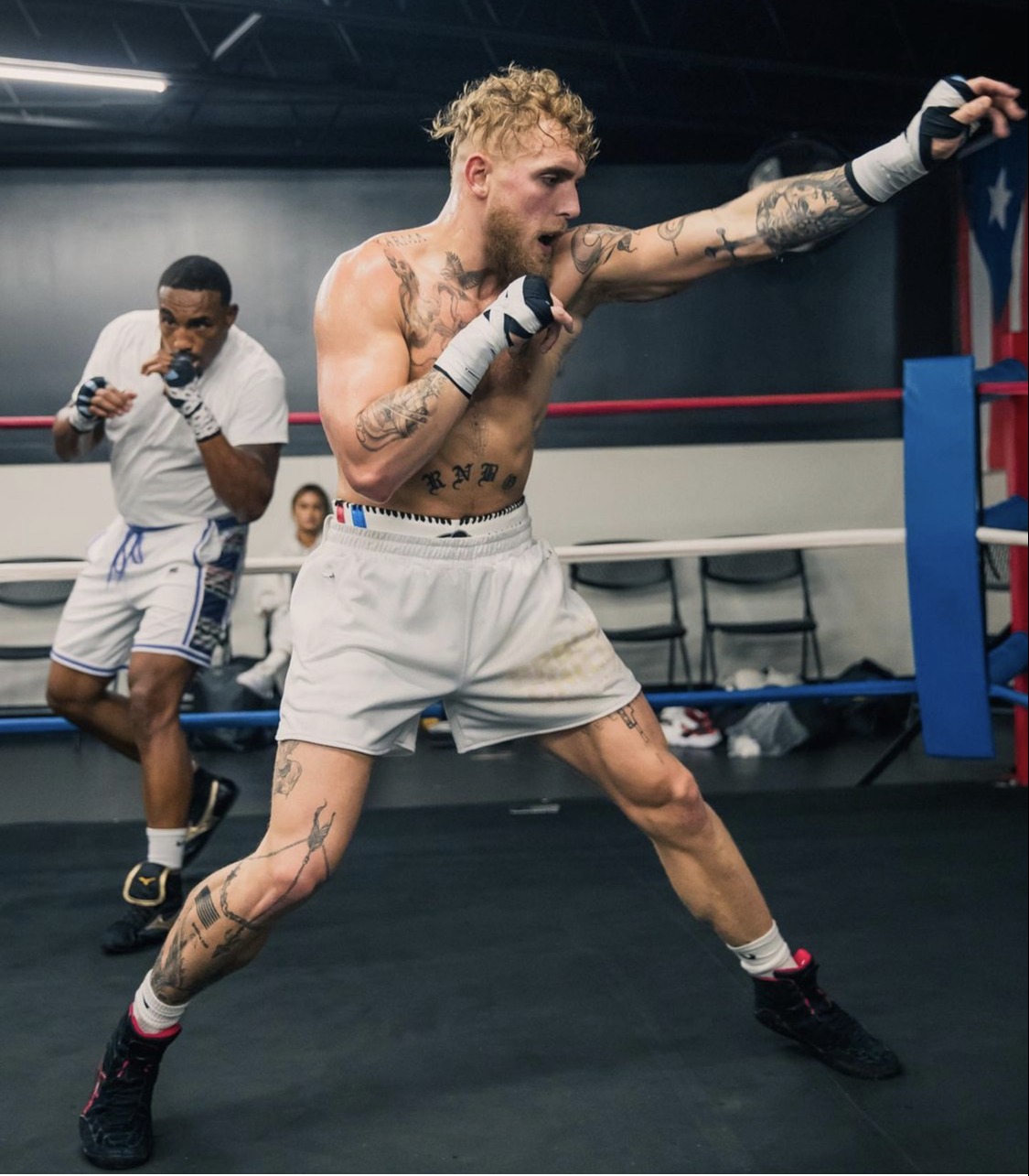 Jake Paul's training camp for Tyron Woodley ex-UFC star, including sparring 150 rounds with ex-world champions
