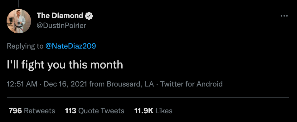 Dustin Poirier and Nate Diaz agree to a blockbuster UFC fight via Twitter. A bout could be held next month