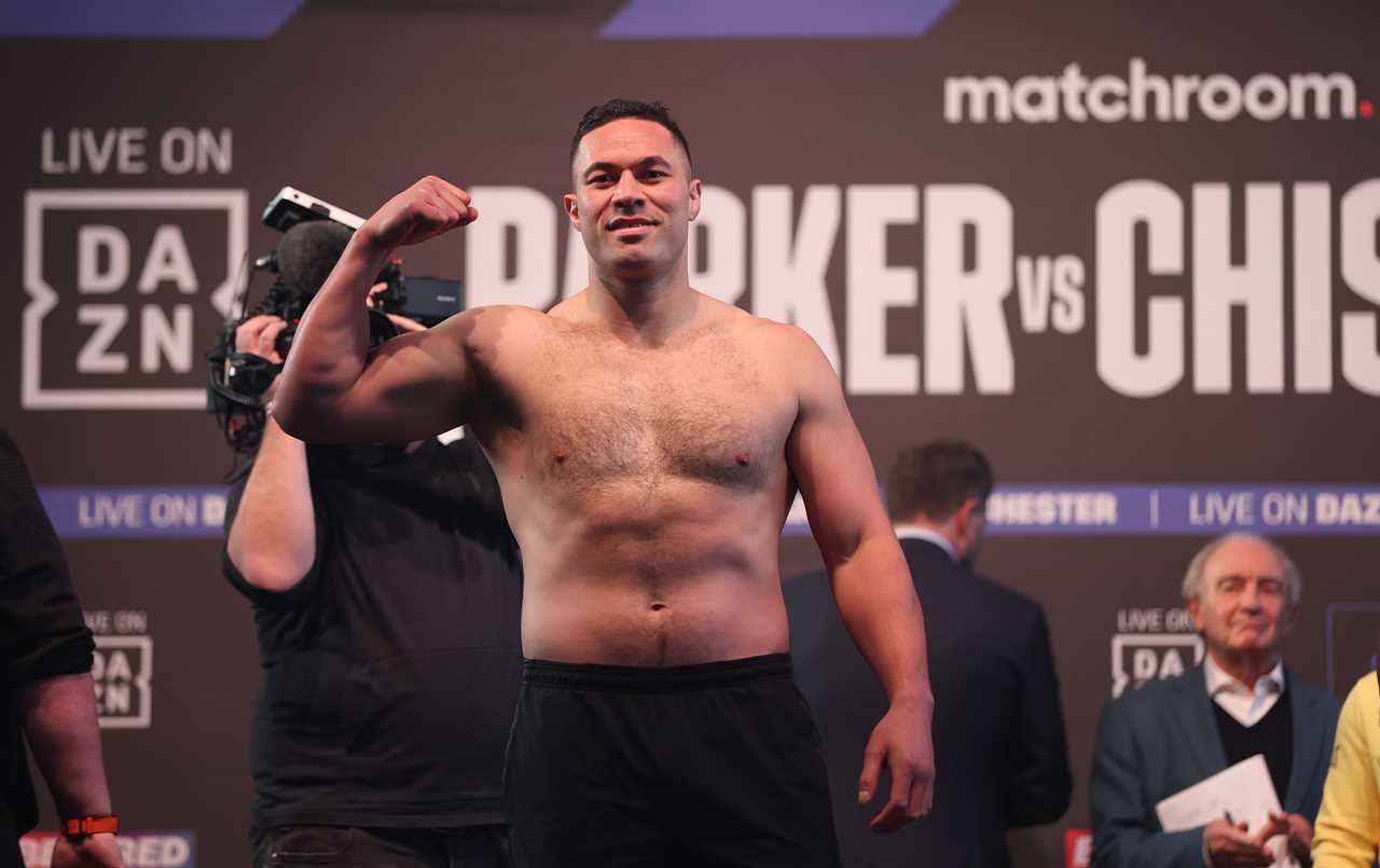 Chisora & Parker weigh in for the rematch against Kiwi nearly a STONE lighter than their first fight after Tyson Fury’s training