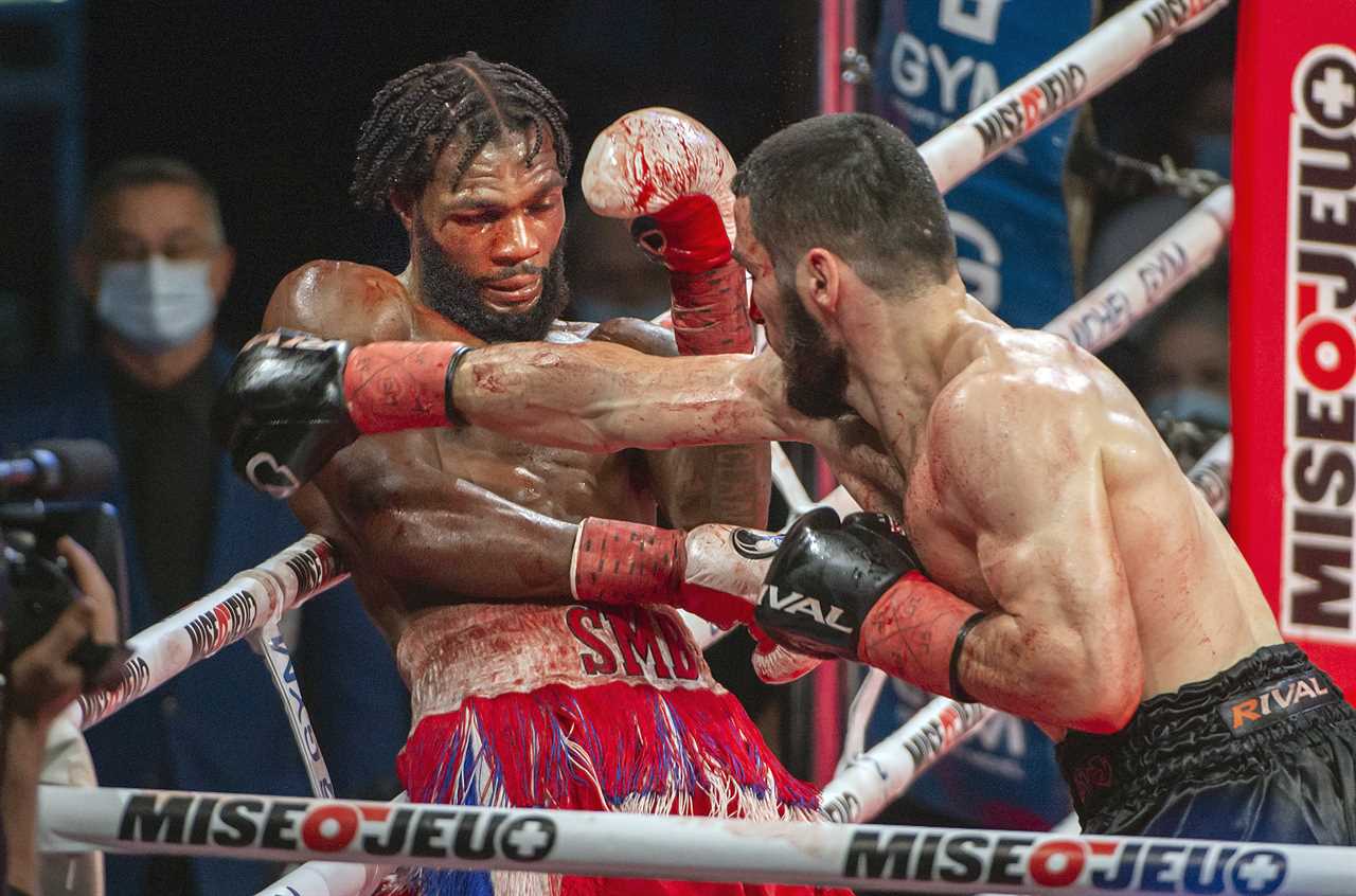 Artur Beterbiev displays horror gash after a nasty clash of heads during the brutal Marcus Browne victory