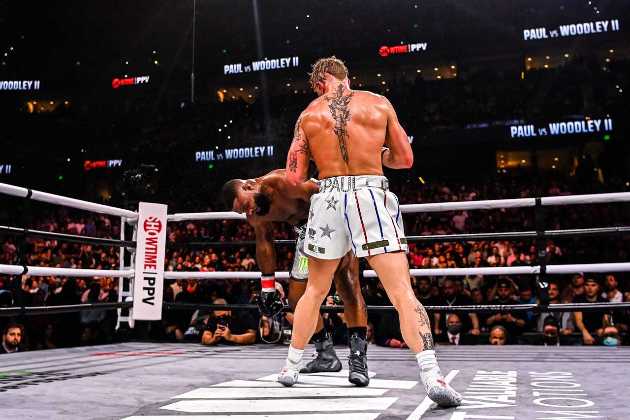 Jake Paul blasts Tyron Woodley KO with custom Union Jack walkout attire, and trolls Tommy Fury 'bitch' Tommy Fury.