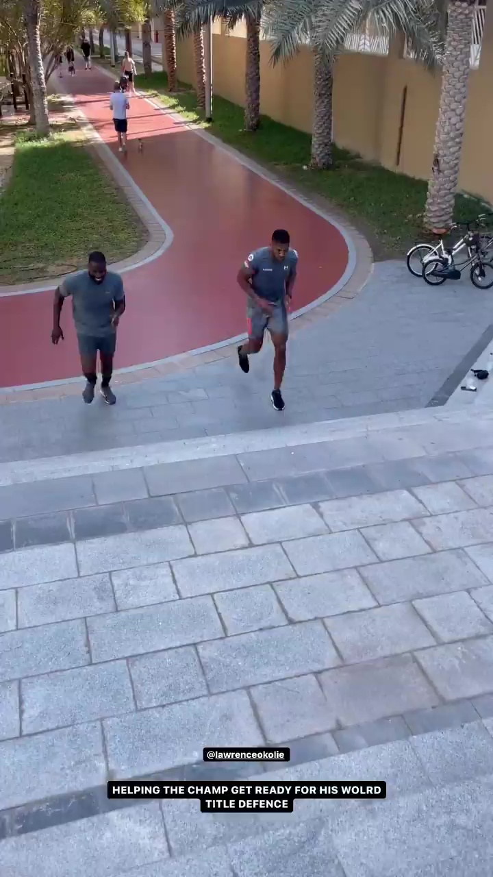 Anthony Joshua trains in Dubai like Rocky with Lawrence Okolie, as he prepares to face Oleksandr Usyk.