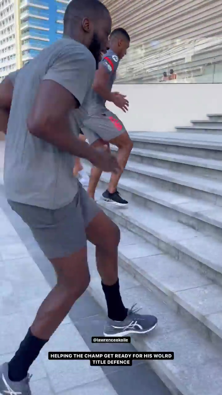 Anthony Joshua trains in Dubai like Rocky with Lawrence Okolie, as he prepares to face Oleksandr Usyk.