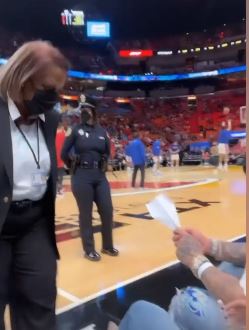 As Jake Paul watches the Miami Heat game, Julia Rose and Julia Rose are warned by security about Jake Paul's courtside pranks