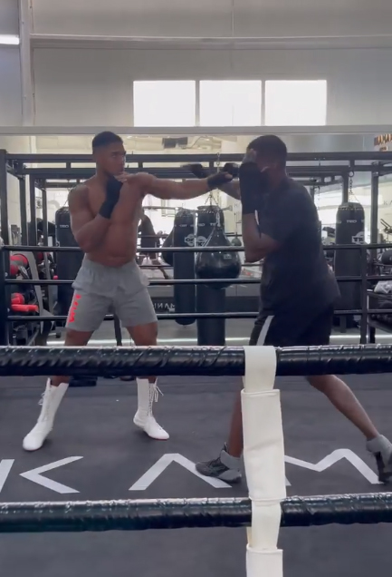 Watch Anthony Joshua fight Lawrence Okolie, cruiserweight champion, in Dubai's training camp for Oleksandr Uzyk fight