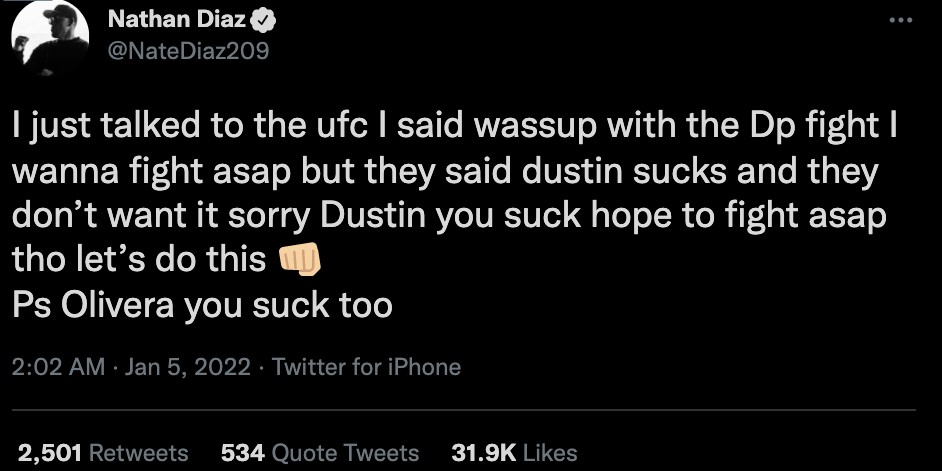 Dustin Poirier said fourth Conor McGregor fight was 'too hard for him right now', and that he would rather chase a light-hearted' bout.