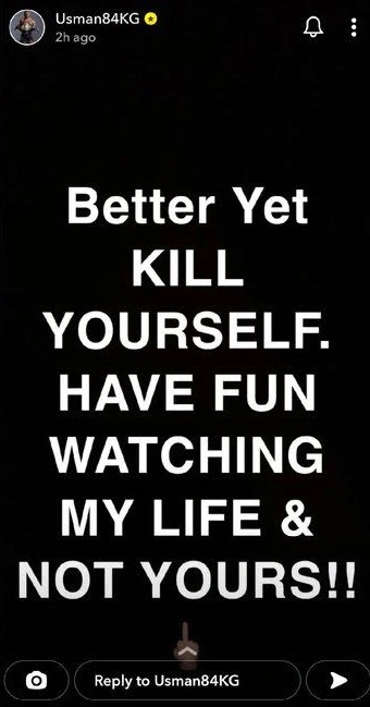 Kill yourself - UFC champ Kamaru Uman sends shocking message to Snapchat followers of trolls