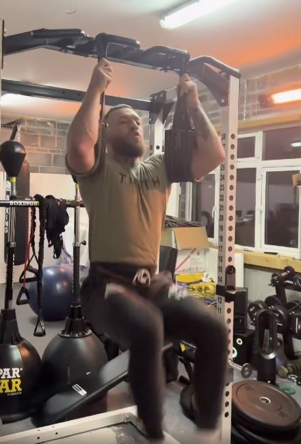 Conor McGregor looks strong as UFC legend. He works out in the gym and is more fit than ever after his horror-broken leg.