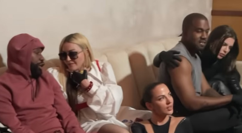Floyd Mayweather talks to Madonna during a party with Kanye West and Julia Fox, as well as NFL badboy Antonio Brown