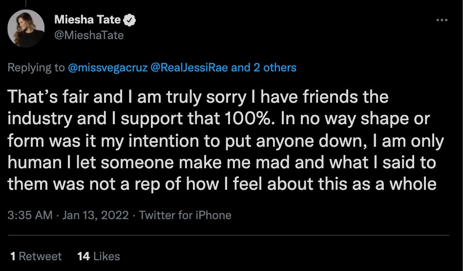 UFC legend Miesha Tate had to apologize for OnlyFans jibe, as porn star Kendra Lust leaps in to her defense