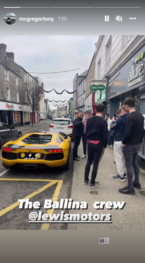 Tony McGregor, Conor McGregor's father, was spotted driving around Ballina Lamborghini