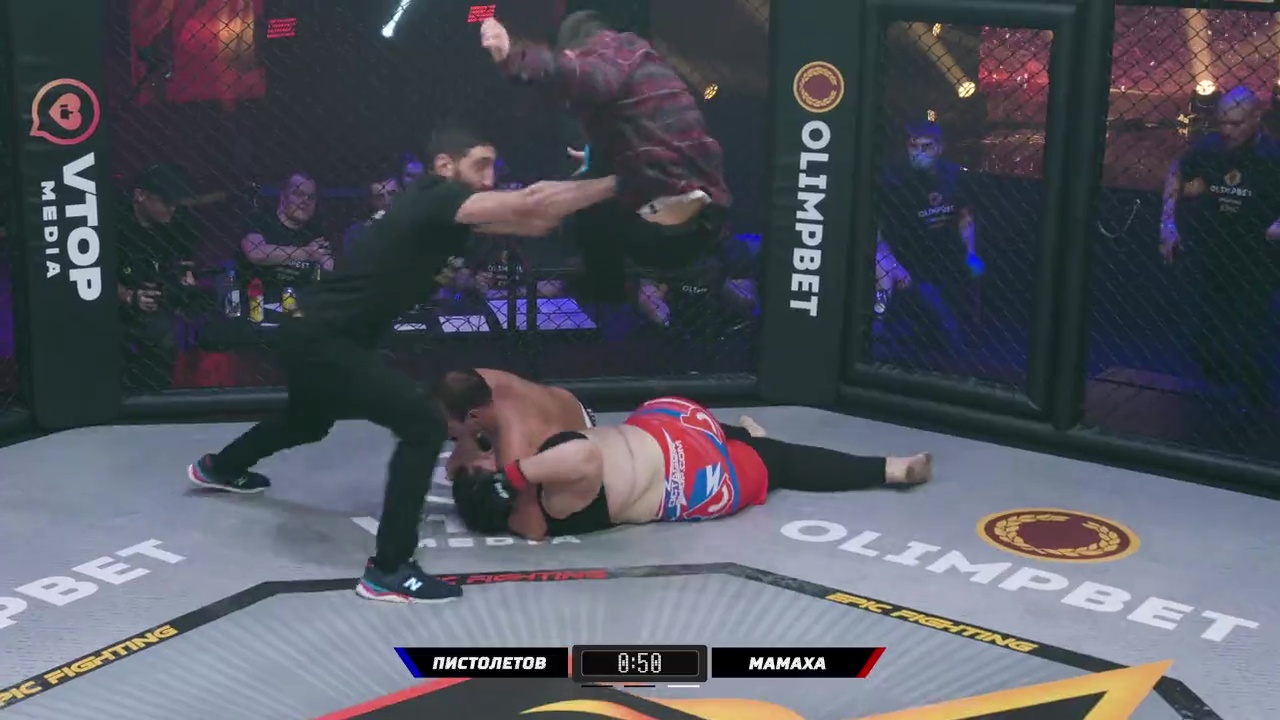 Shocking moment: Male porn star fights female blogger at MMA, before fan leaps in cage in attempt to break up mixed-gender bout