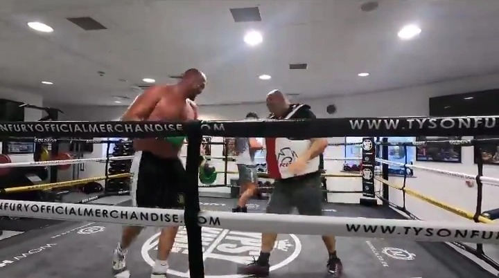 Tyson Fury trains with dad John for 15 ROUNDS on pads in preparation of his next fight.