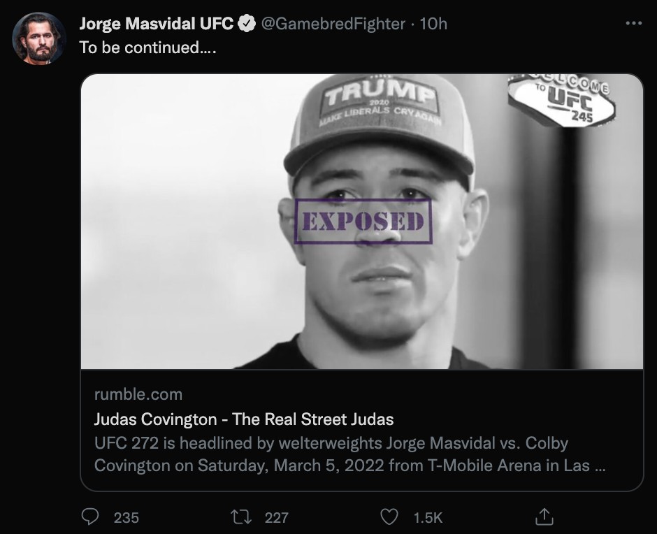 Jorge Masvidal's video infuriating ex-pal Covington as 'The Real Street Judas’ ahead of UFC 272 grudge bout