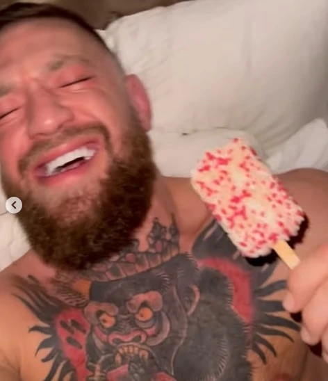 UFC fans express concern over Conor McGregor's behavior after the Irish MMA star shared a bizarre clip in which he ate ice cream in bed
