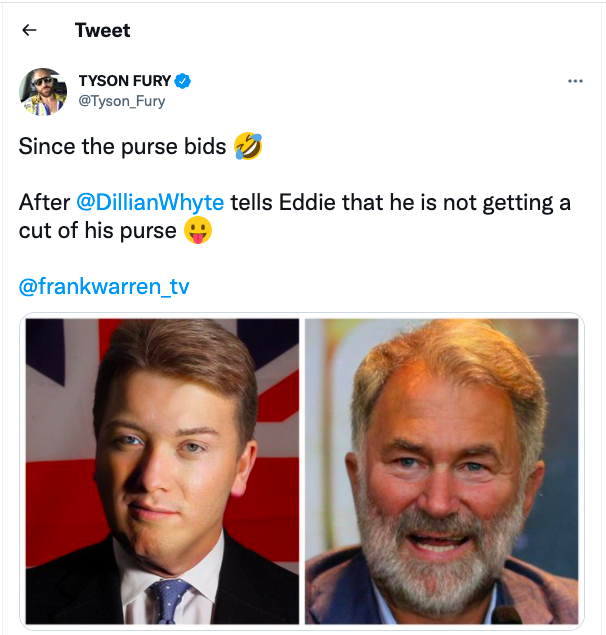 Eddie Hearn mocks Tyson Fury for not being cut out of Dillian Whyte’s PS6m purse offer ahead of big PPV fight