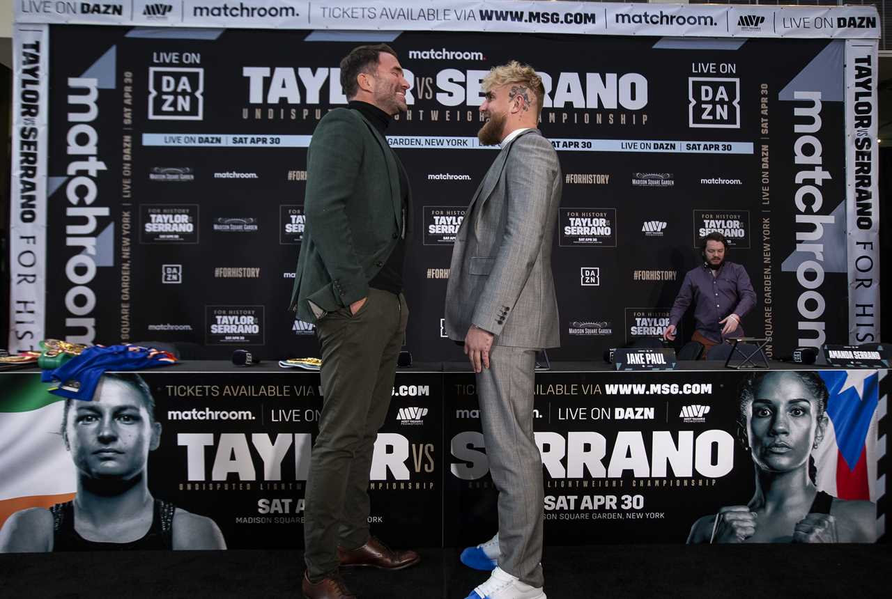 After joking that he had'started this mess’ by promoting YouTubers' first fight, Eddie Hearn and Jake Paul face-off