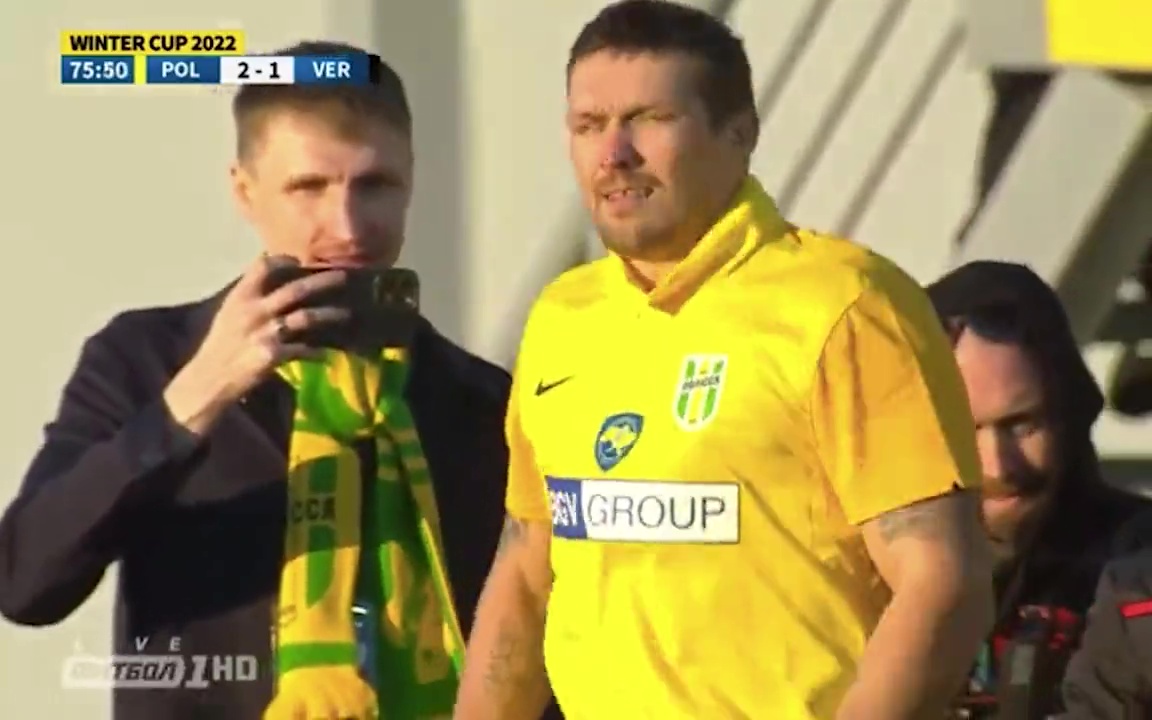 Just moments after being sub for FC Polissya, Usyk gets a golden opportunity to score on his pro football debut