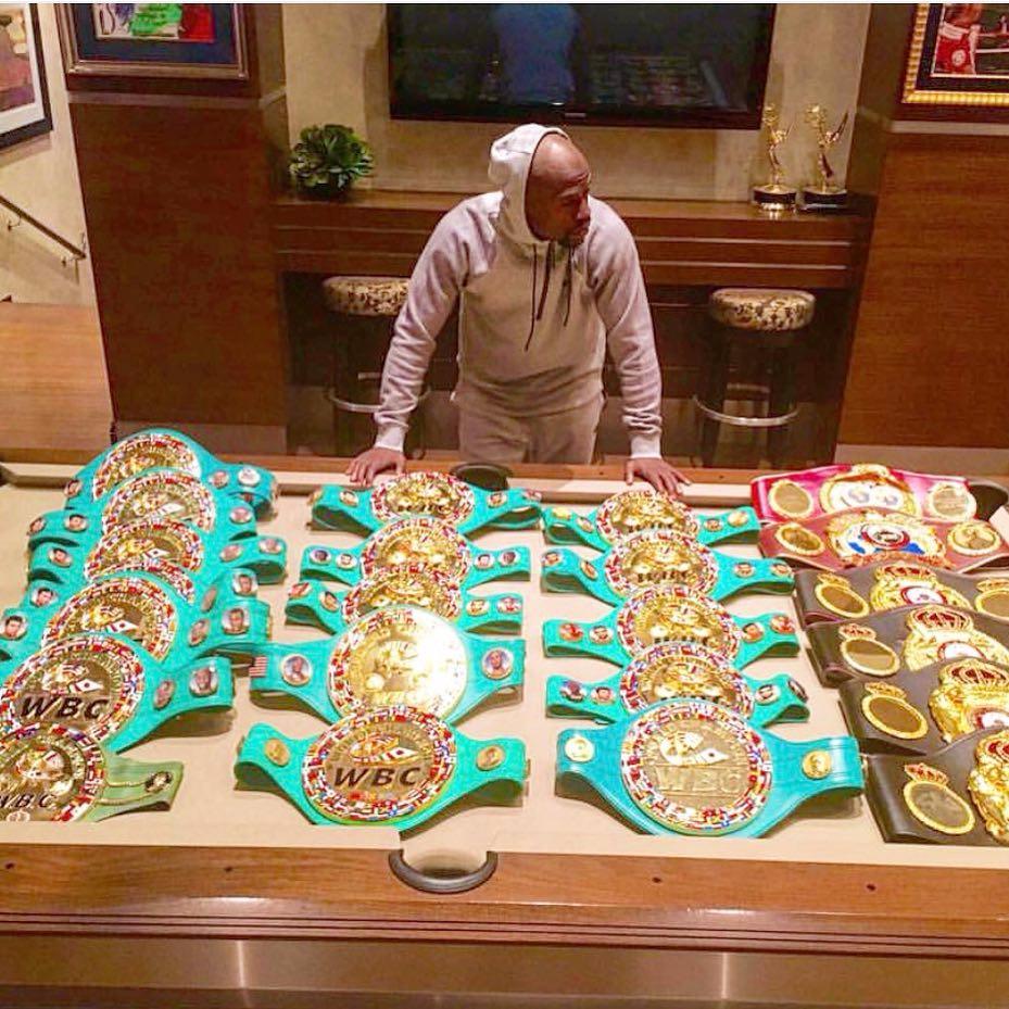 Floyd Mayweather's incredible PS19m LA home boasts a stunning belt collection, and an amazing wine cellar