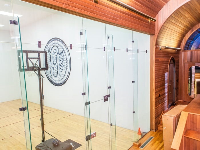 A second basketball court can be found indoors