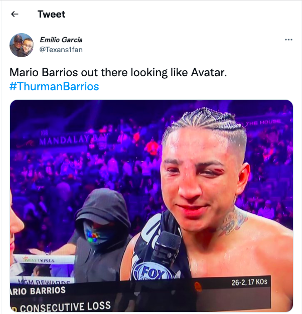 After leaving Mario Barrios' face in a brutal fight, Keith Thurman makes Mario Barrios look like Avatar character