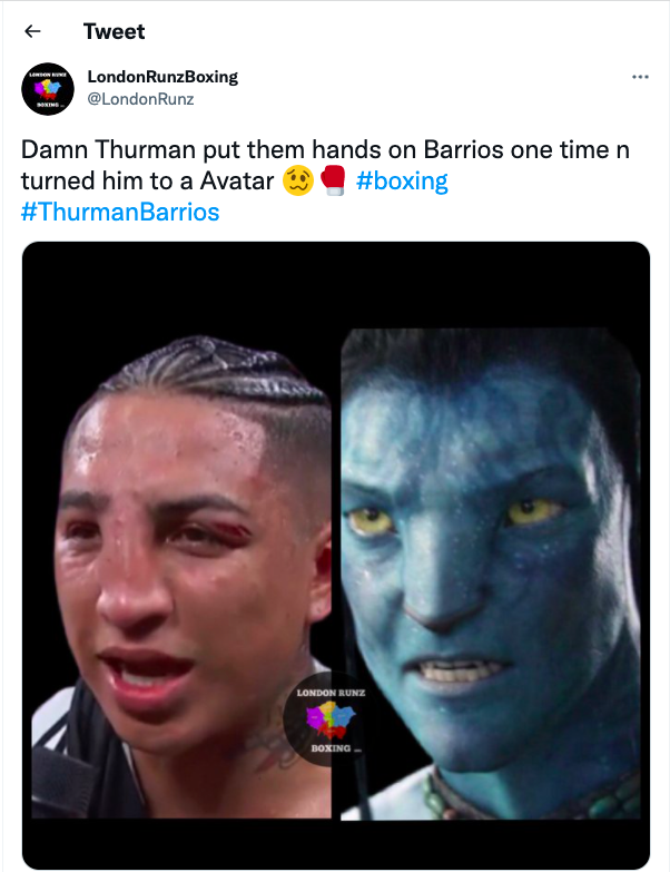 After leaving Mario Barrios' face in a brutal fight, Keith Thurman makes Mario Barrios look like Avatar character