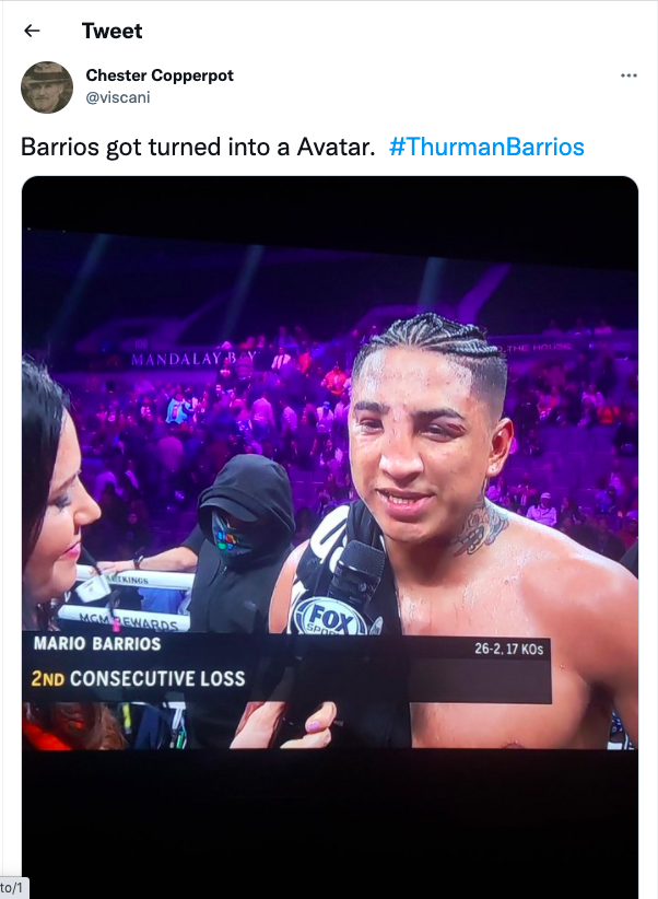 After leaving Mario Barrios' face in a brutal fight, Keith Thurman makes Mario Barrios look like Avatar character