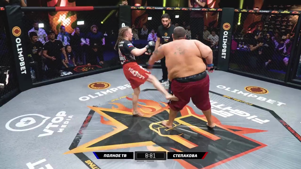 In shocking cross-gender MMA fight, female strawweight fighters face 37 STONE more than her