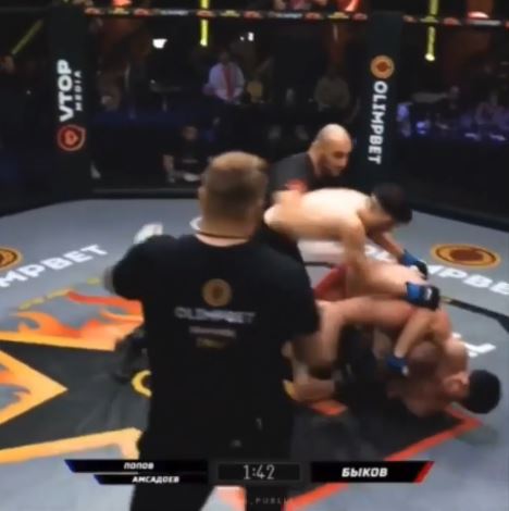 After two controversial fights, masked men climb into MMA cages to start a mass brawl
