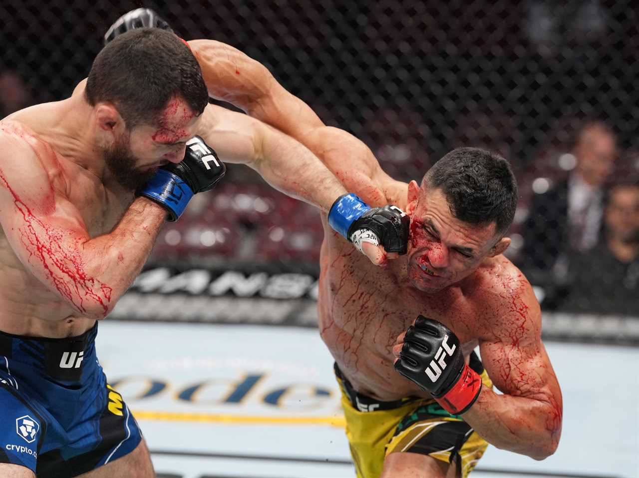 UFC 271: Watch Bloodied Douglas Silva de Andrade choke Sergey Morozov UNCONSCIOUS, after he suffered a HORRIFIC cut