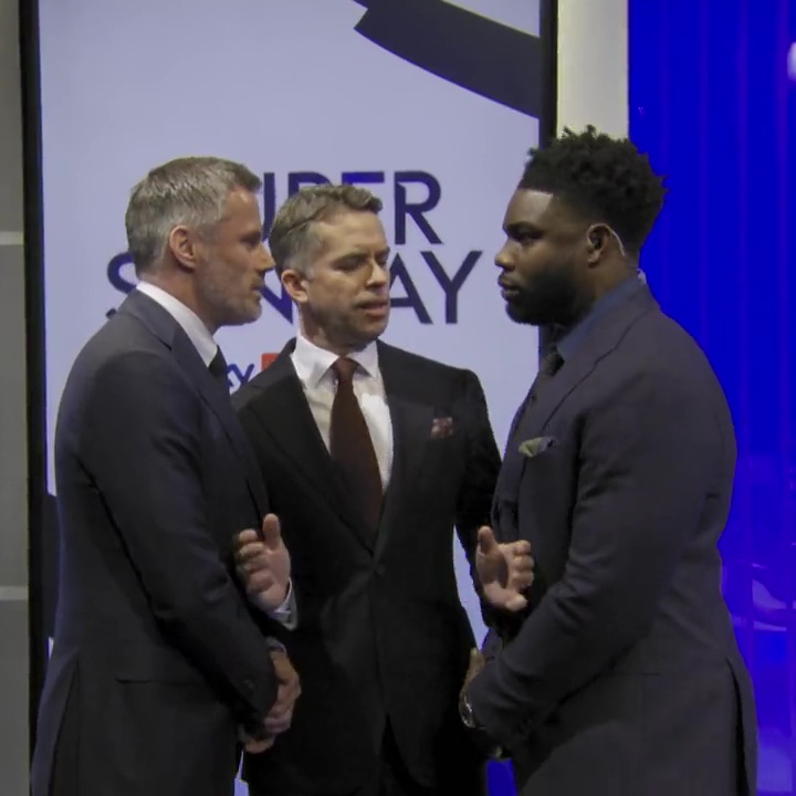 Sky Sports host Dave Jones is injured following Jamie Carragher's and Micah Richards' hilarious studio boxing match