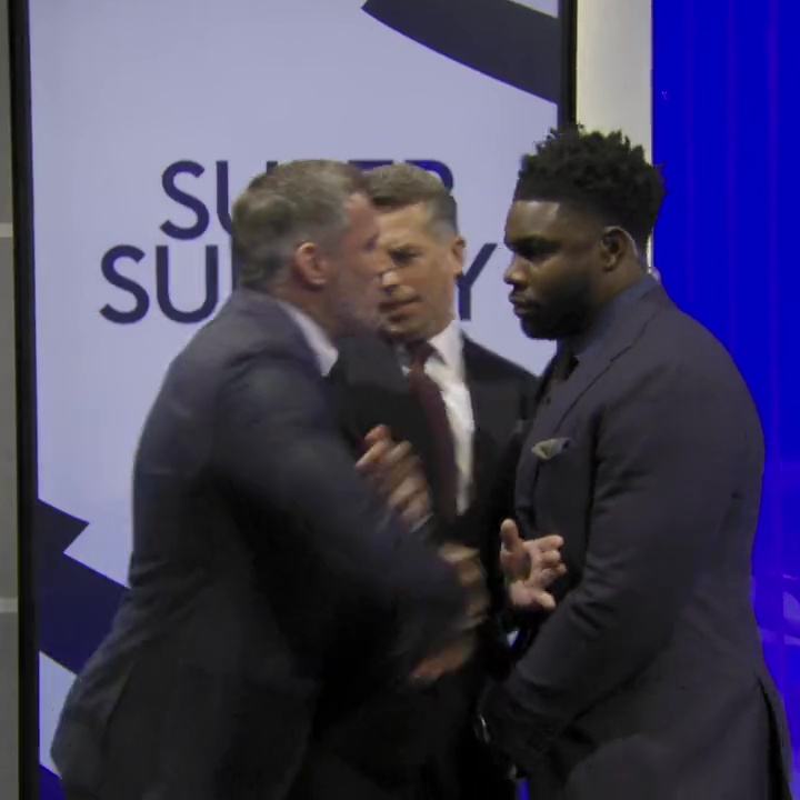 Sky Sports host Dave Jones is injured following Jamie Carragher's and Micah Richards' hilarious studio boxing match