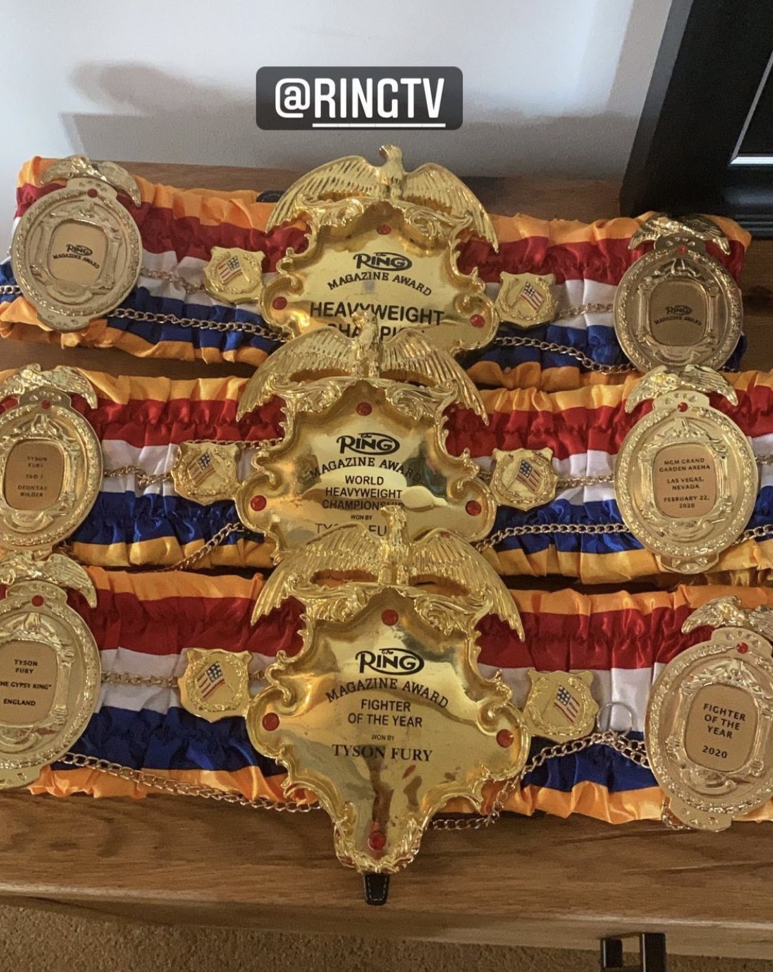 Tyson Fury's impressive collection of world titles belts shines as he tries to defeat Whyte and unify the heavyweight division