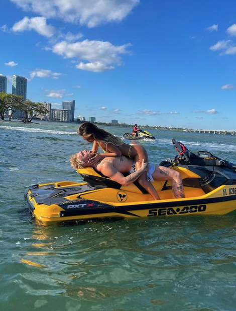 Jake Paul and Julia Rose, Jake's stunning girlfriend, leave no room for imagination with X-rated jet-ski poses
