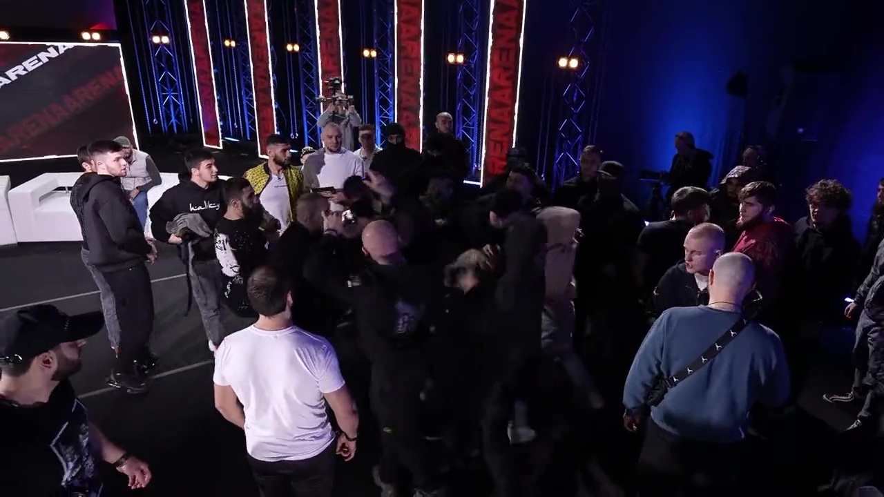 The shock moment MMA's press conference descended into chaos with kicks and punches flying,