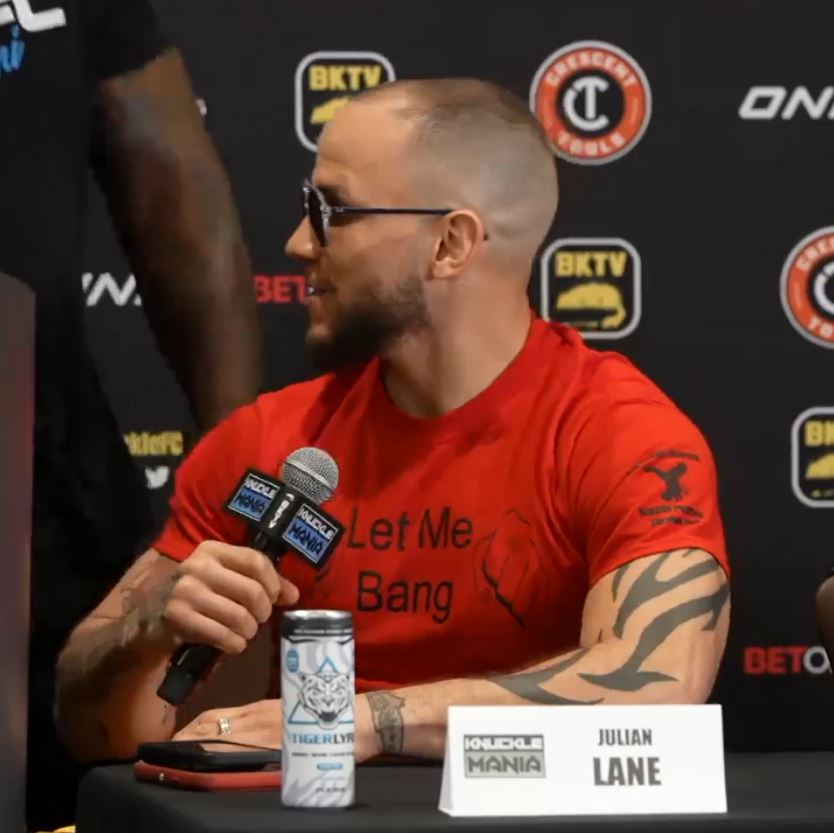 In a fiery press conference, Mike Perry, an ex-UFC fighter, threatens to strike bare-knuckle opponents with a BASEBALL BOAT