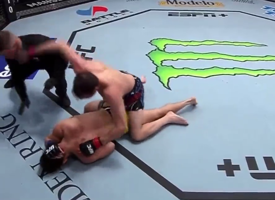 Watch painful moment referee is accidentally punched in face at UFC Vegas 48 and falls on top of fighter