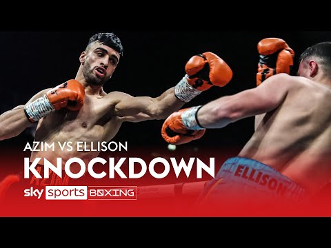 KNOCKDOWN! Adam Azim floors Jordan Ellison in third round of super-lightweight contest