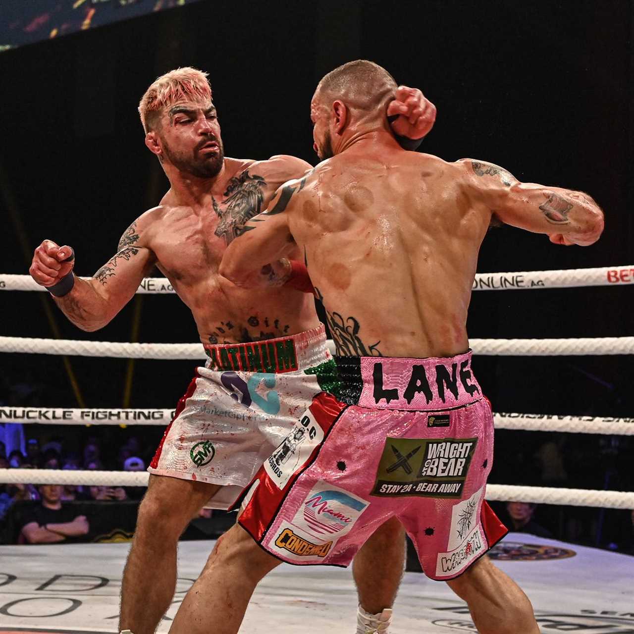 Mike Perry, ex-UFC star, spits blood during five-round brutal bare-knuckle boxing victory against Julian Lane