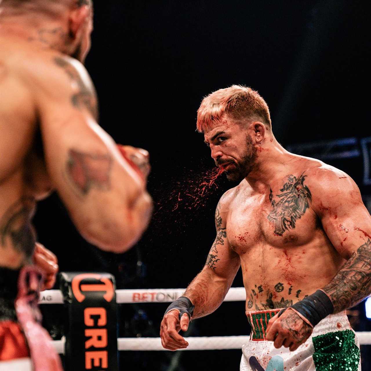 Mike Perry, ex-UFC star, spits blood during five-round brutal bare-knuckle boxing victory against Julian Lane