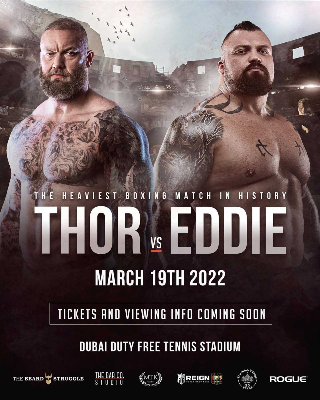 Thor is afraid - Eddie Hall was backed by the Strongmen to support Hafthor Bjornsson, KO Game of Thrones star, next month by their Strongmen friends